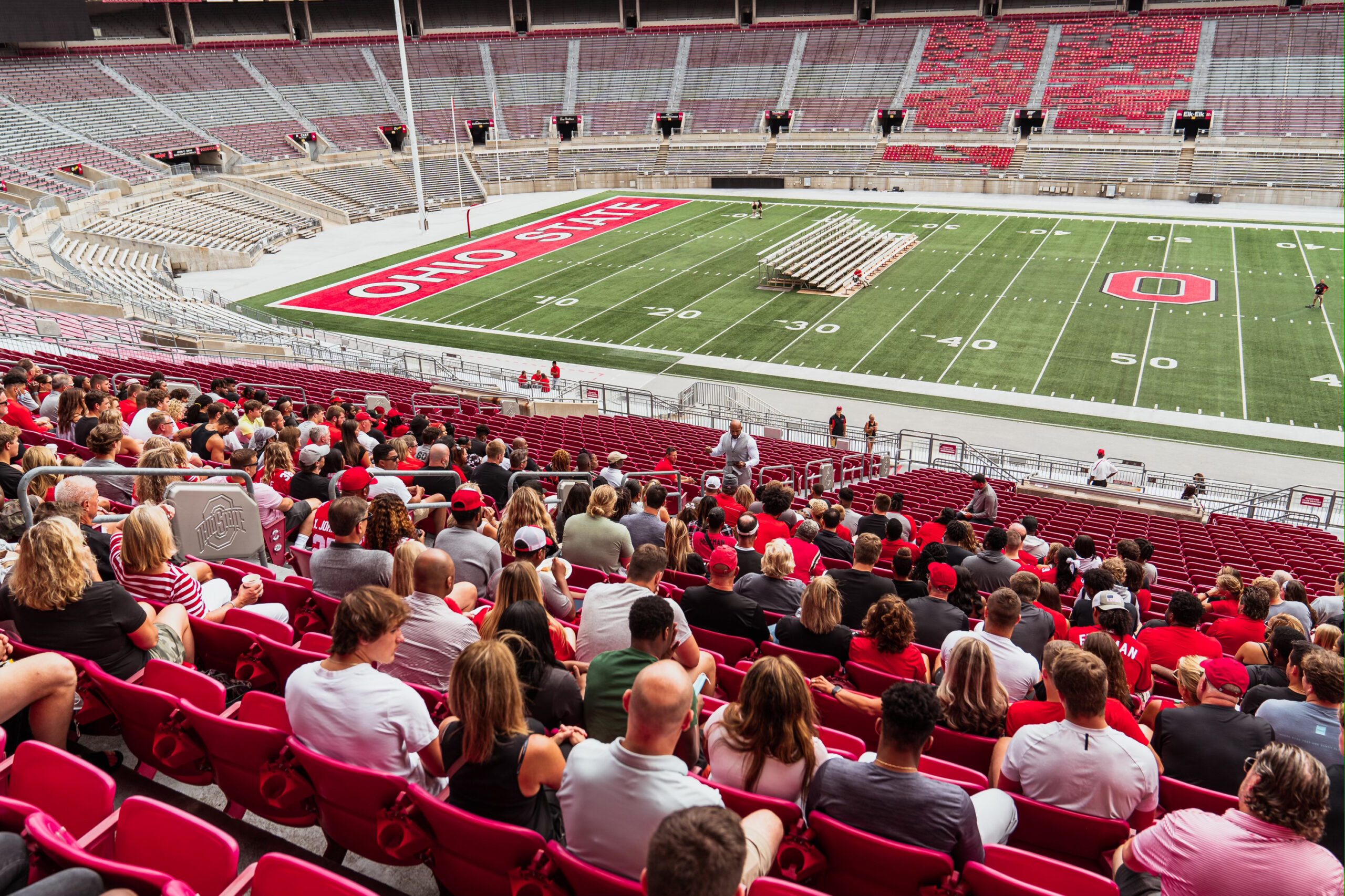 Roy Hall speaking at Ohio Stadium